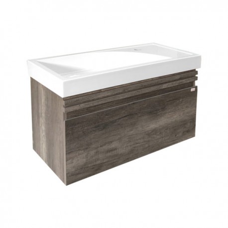 Gabinete con lavabo Suspendido Liah Roble de 80 cm