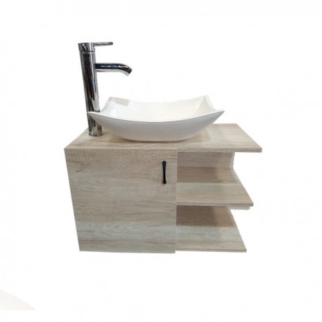 Gabinete Suspendido con Lavabo y Monomando 60 x 40 x 30 Eucalipto Toscana Kana