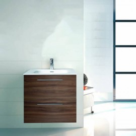 Gabinete Volado Easy Nogal Terracota con Lavabo Orbis 81cm x 46cm Esbaño 90311