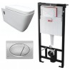 Kit Tanque Oculto A101, Taza Suspendida WC011 y Pulsador M72 Nickel Brushed Tecnobath
