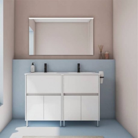 Set de Gabinete Band Blanco Mate y Espejo con Lavabo Orbis 122cm x 74cm Esbaño 91413