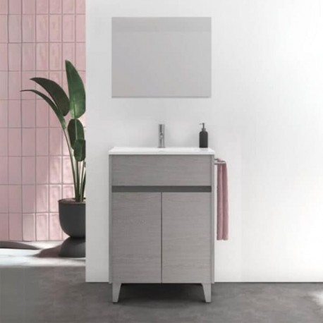 Set de Gabinete Band Melamina Nuuk y Espejo con Lavabo Orbis 62cm x 74cm Esbaño 91405