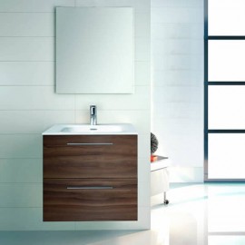 Set de Gabinete Volado Y Espejo Easy Nogal Terracota con Lavabo Orbis 61cm x 46cm Esbaño 91308