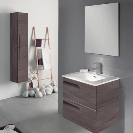 Set de Gabinete Volado Y Espejo Vitale Bodega Gray con Lavabo Orbis 81cm x 46 cm Esbaño 91108