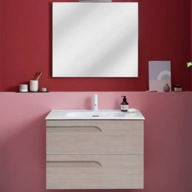 Set de Gabinete Volado Y Espejo Vitale Drift Wood con Lavabo Orbis 61cm x 46cm Esbaño 91359