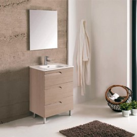 Set de Gabinete Y Espejo Vitale Drift Wood con Lavabo Orbis 81cm x 46cm Esbaño 91363