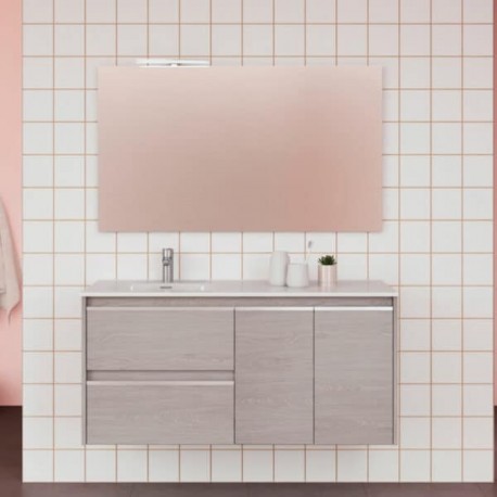 Set Gabinete Volado y Espejo Style Melamina Nuuk con Lavabo Orbis 121cm x 46cm Esbaño 91374