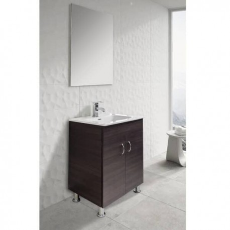 Set Gabinete y Espejo Nova Roble Dakar con Lavabo Orbis 61cm x 46cm Esbaño 91324